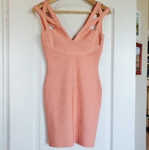 Herve Leger Peach Dress